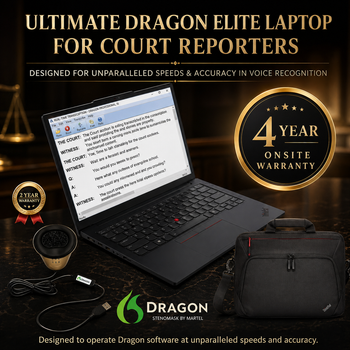 Dragon voice recognition laptop for Court Reporters